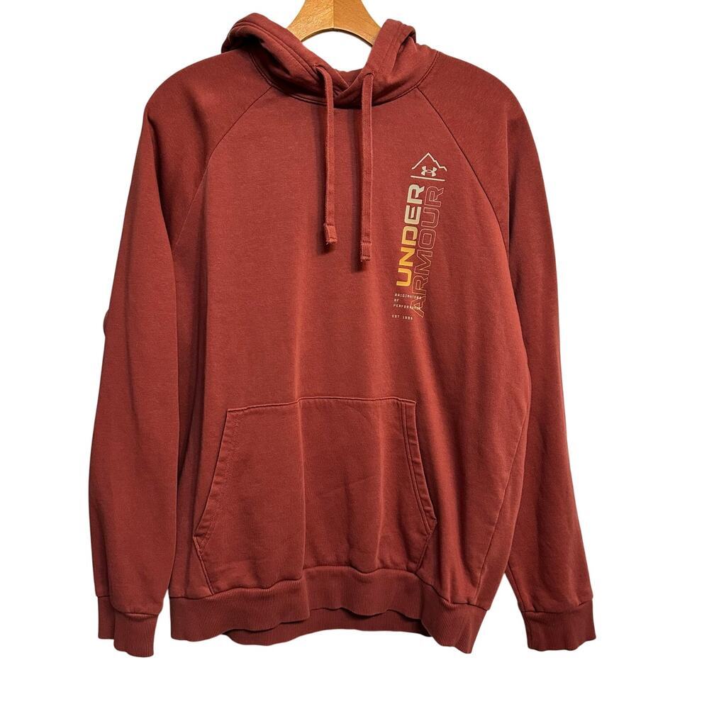 Under Armour Men's OrangeFleece Hoodie Size M Pullover with‎ Wordmark